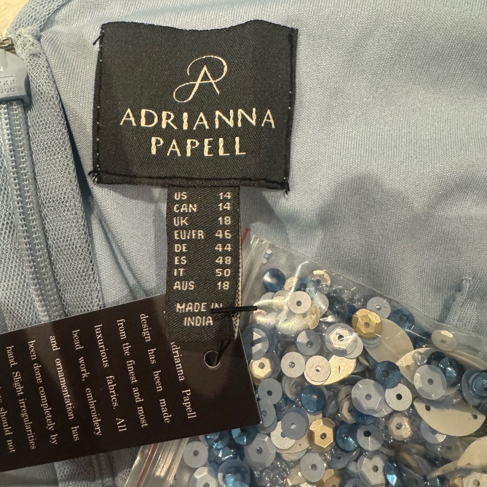 Elegant Blue Evening Gown. Adrianna Papell Women's Beaded Dress. NWT - Picture 10 of 11